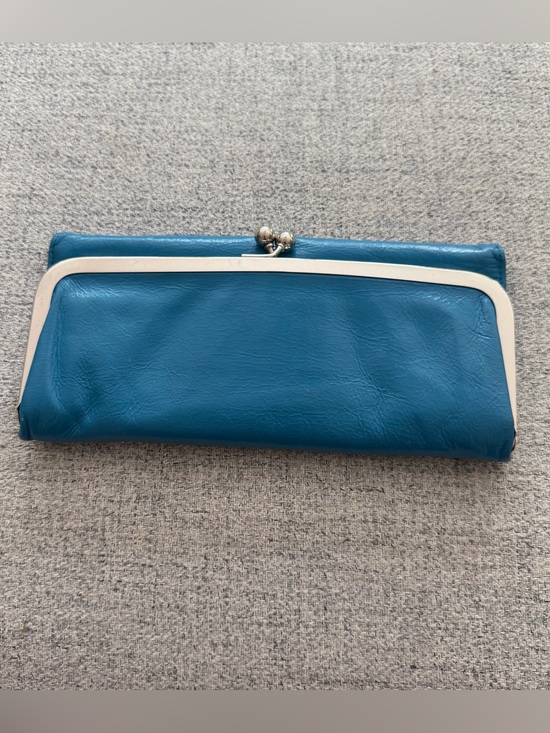 HOBO Handbags - HOBO Teal Blue Leather Kiss-Lock Clutch